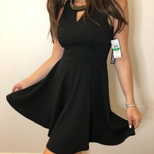 XOXO Fit and Flare Skater Dress with Gold Detail